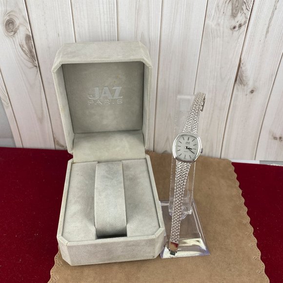 Vintage Jaz Paris French Designer Gold 18K White Gold Plated Watch - Picture 2 of 6